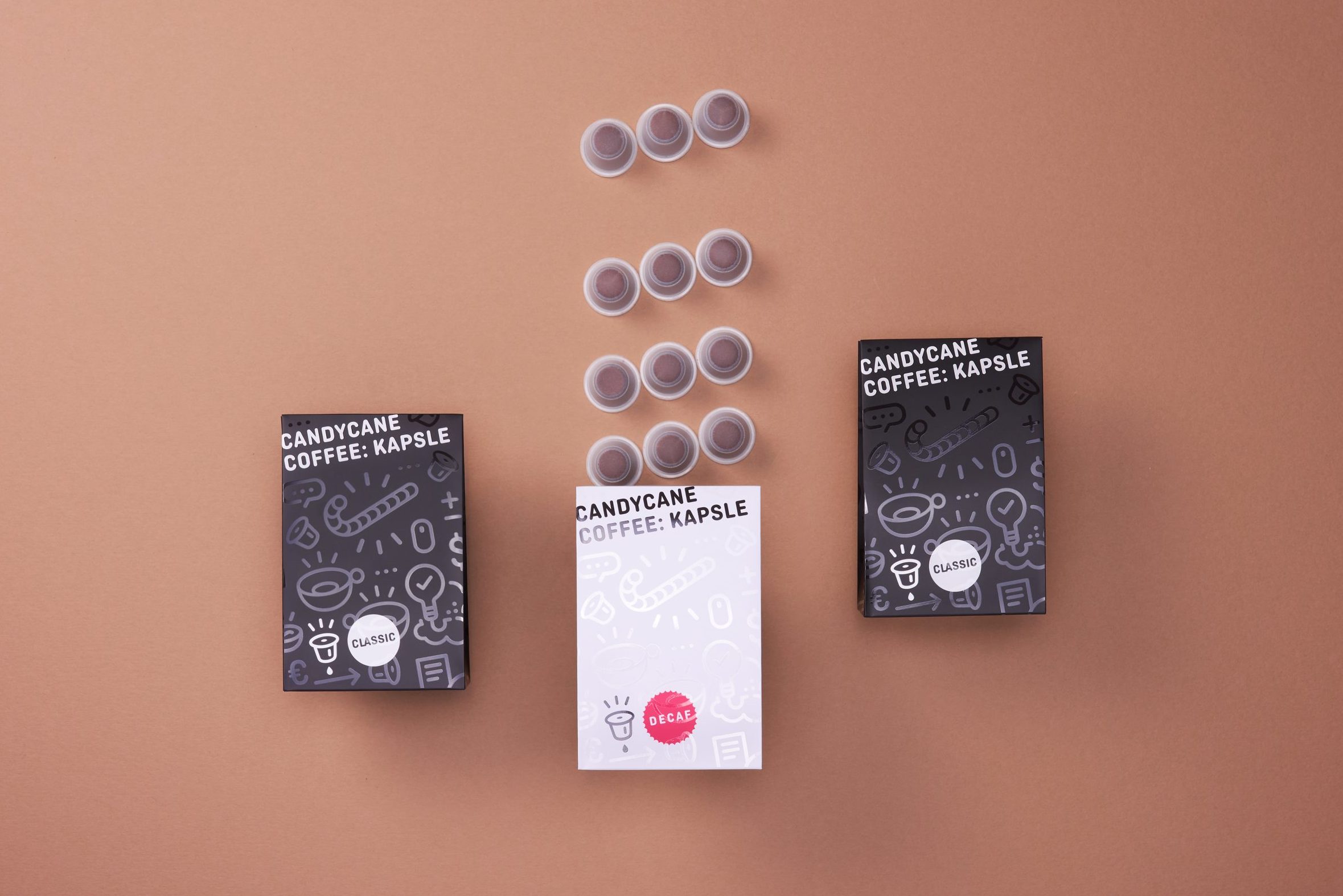 Candycane coffee Product baleni capsle trojice