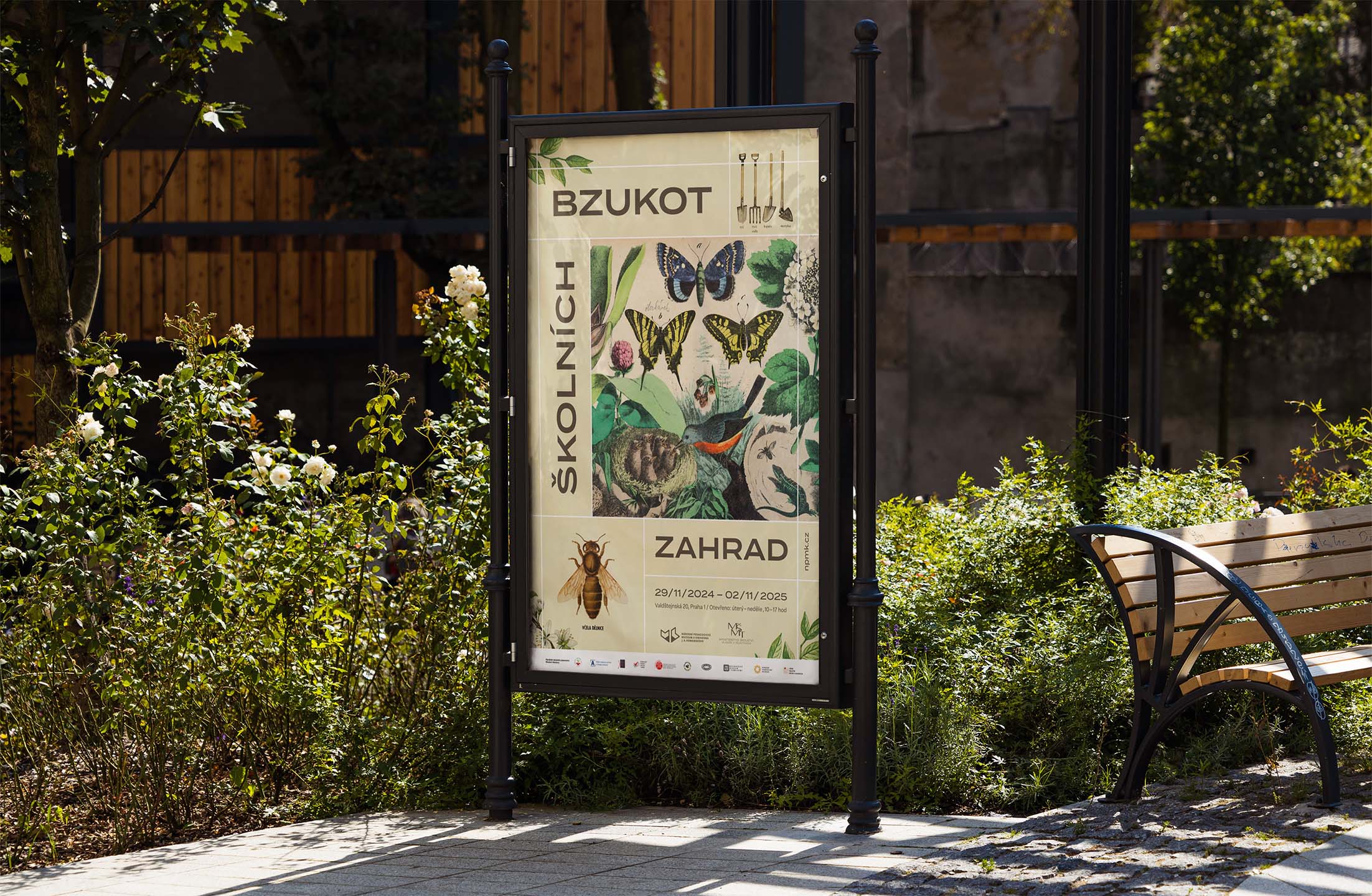Bzukot vystava poster mockup citylight in park