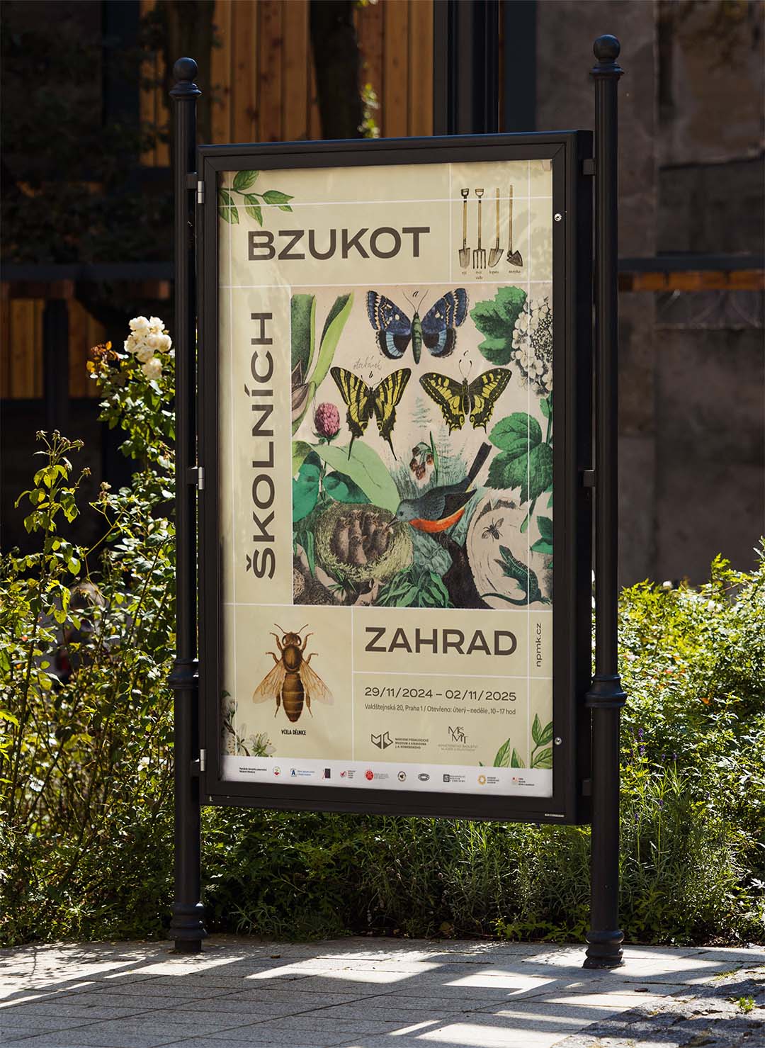 Bzukot vystava poster mockup citylight in park closeup mobile